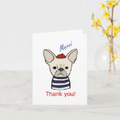 Niedlicher französischer Bulldog Merci Beaucoup Vi Karte (Gelbe Blume)