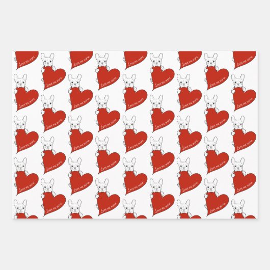 Niedlicher französischer Bulldog mit einem roten H Geschenkpapier Set (Vorderseite)