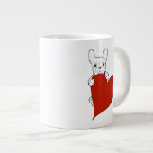 Niedlicher französischer Bulldog mit einem roten H Jumbo-Tasse (Vorderseite Rechts)