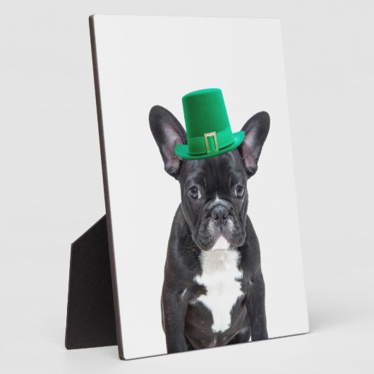 Niedlicher französischer Bulldog mit Hat St. Patri Fotoplatte (Seite)