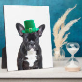 Niedlicher französischer Bulldog mit Hat St. Patri Fotoplatte (Seite)