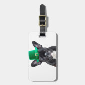 Niedlicher französischer Bulldog mit Hat St. Patri Gepäckanhänger (Vorderseite vertikal)