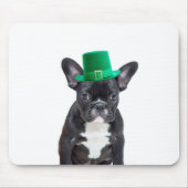 Niedlicher französischer Bulldog mit Hat St. Patri Mousepad (Vorne)