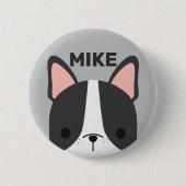 Niedlicher französischer Bulldog mit Personalisier Button (Vorderseite)