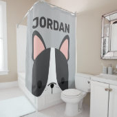 Niedlicher französischer Bulldog mit Personalisier Duschvorhang (Beispiel)