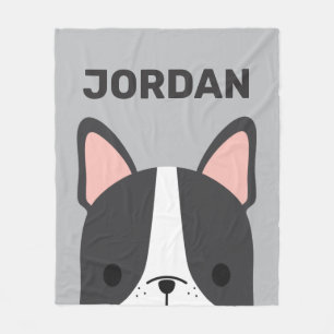 Niedlicher französischer Bulldog mit Personalisier Fleecedecke