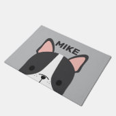 Niedlicher französischer Bulldog mit Personalisier Fußmatte (Schrägansicht)