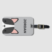 Niedlicher französischer Bulldog mit Personalisier Gepäckanhänger (Vorderseite (Horizontal))