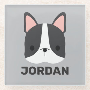 Niedlicher französischer Bulldog mit Personalisier Glasuntersetzer