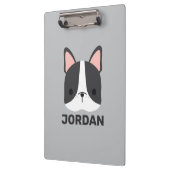 Niedlicher französischer Bulldog mit Personalisier Klemmbrett (Links)