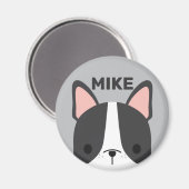 Niedlicher französischer Bulldog mit Personalisier Magnet (Vorderseite/Rückseite)