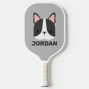 Niedlicher französischer Bulldog mit Personalisier Pickleball Schläger