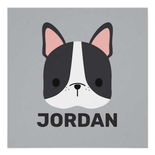 Niedlicher französischer Bulldog mit Personalisier Poster (Vorderseite)