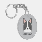 Niedlicher französischer Bulldog mit Personalisier Schlüsselanhänger (Vorderseite links)