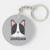 Niedlicher französischer Bulldog mit Personalisier Schlüsselanhänger (Rückseite)