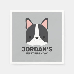 Niedlicher französischer Bulldog mit Personalisier Serviette