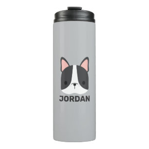 Niedlicher französischer Bulldog mit Personalisier Thermosbecher