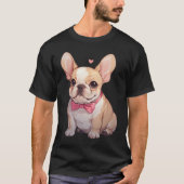 Niedlicher französischer Bulldog mit rosafarbenem  T-Shirt (Vorderseite)