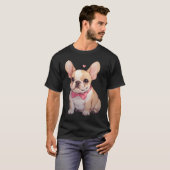 Niedlicher französischer Bulldog mit rosafarbenem  T-Shirt (Vorne ganz)