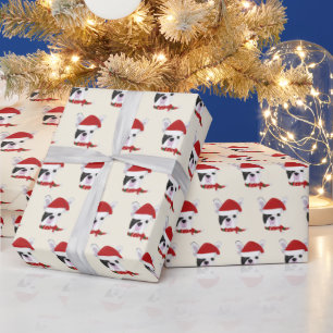 Niedlicher französischer Bulldog mit Weihnachtsma Geschenkpapier