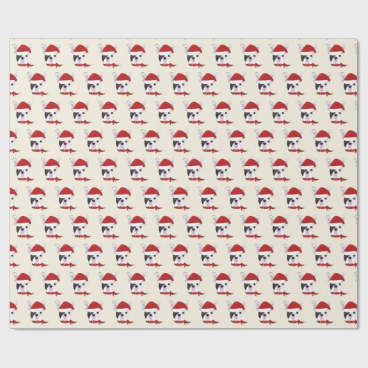 Niedlicher französischer Bulldog mit Weihnachtsman Geschenkpapier (Flach)