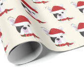 Niedlicher französischer Bulldog mit Weihnachtsman Geschenkpapier (Rolleneckpunkt)