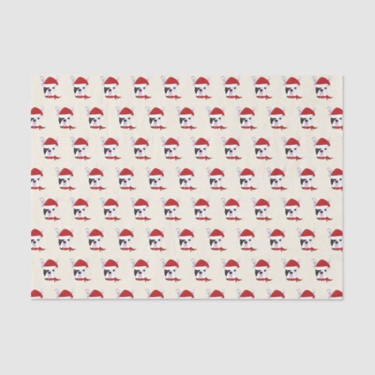 Niedlicher französischer Bulldog mit Weihnachtsman Seidenpapier (Vorderseite)