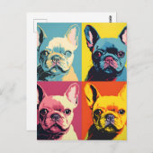 Niedlicher französischer Bulldog Moderner Pop Art Postkarte (Vorne/Hinten)