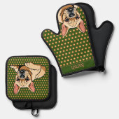 Niedlicher französischer Bulldog Ofenhandschuh & Topflappen-Set (Vorderseite/Rückseite)
