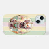 Niedlicher französischer Bulldog Pastell Lines Cot iPhone 15 Hülle (Rückseite (Horizontal))