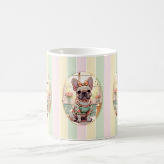 Niedlicher französischer Bulldog Pastell Lines Cot Kaffeetasse (Mittel)