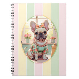 Niedlicher französischer Bulldog Pastell Lines Cot Notizblock
