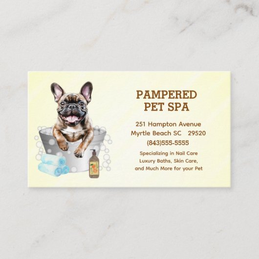 Niedlicher französischer Bulldog Pet Groomer Welln Visitenkarte (Vorderseite)