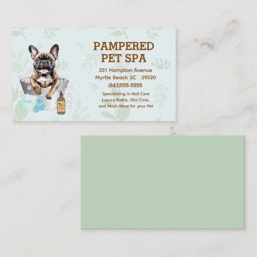 Niedlicher französischer Bulldog Pet Groomer Welln Visitenkarte (Vorne/Hinten)