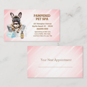 Niedlicher französischer Bulldog Pet Groomer Welln Visitenkarte