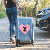 Niedlicher französischer Bulldog Pink Heart Schwan Aufkleber (Koffer Insitu)