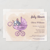 Niedlicher französischer Bulldog Pup Pink Stroller Einladung (Vorne/Hinten)