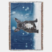 Niedlicher französischer Bulldog Puppy Snow Stars Decke (Vorderseite Vertikal)