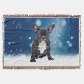 Niedlicher französischer Bulldog Puppy Snow Stars Decke (Vorderseite)