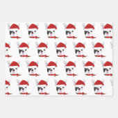 Niedlicher französischer Bulldog & Red Strip Weihn Geschenkpapier Set (Vorderseite)