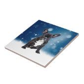 Niedlicher französischer Bulldog Snow Stars Fliese (Seite)