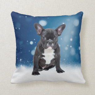Niedlicher französischer Bulldog Snow Stars Kissen