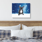 Niedlicher französischer Bulldog Snow Stars Leinwanddruck (Insitu (Schlafzimmer))