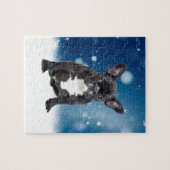 Niedlicher französischer Bulldog Snow Stars Puzzle (Horizontal)