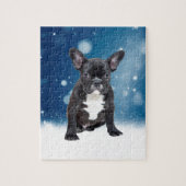 Niedlicher französischer Bulldog Snow Stars Puzzle (Vertikal)