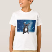 Niedlicher französischer Bulldog Snow Stars T-Shirt (Vorderseite)