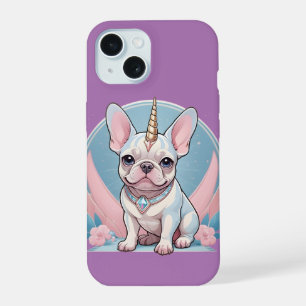 Niedlicher französischer Bulldog Unicorn Pastellro iPhone 15 Hülle