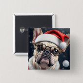 Niedlicher französischer Bulldog Weihnachtsgeschen Button (Vorne & Hinten)