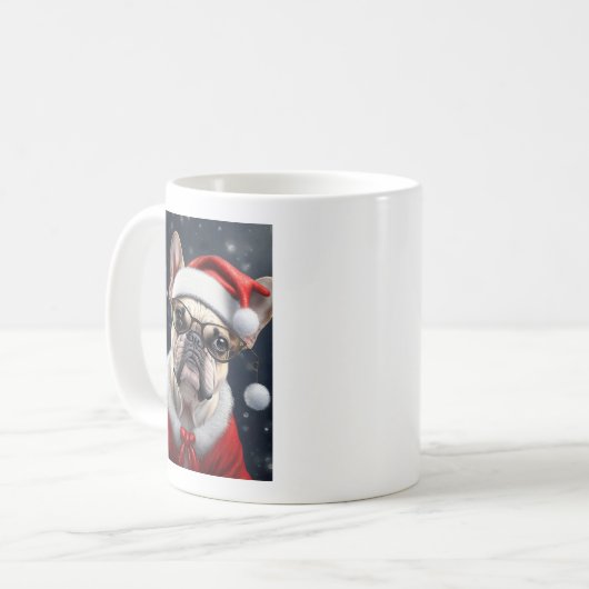 Niedlicher französischer Bulldog Weihnachtsgeschen Kaffeetasse (Vorderseite Links)