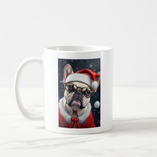 Niedlicher französischer Bulldog Weihnachtsgeschen Kaffeetasse (Links)